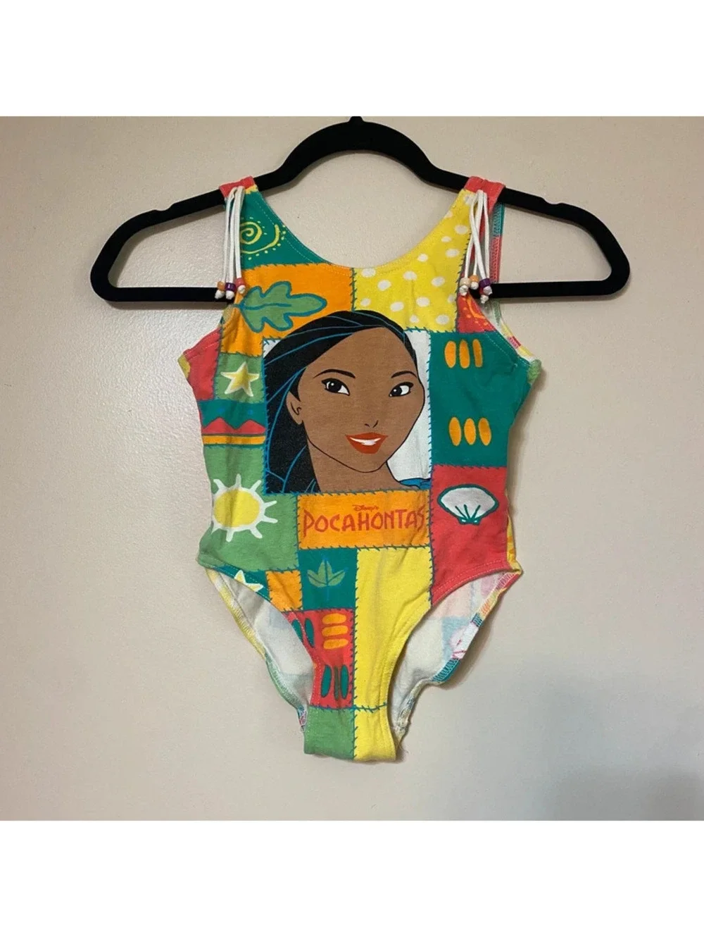 Vintage 1995 Disney's Pocahontas Patchwork Swimsuit Size 8